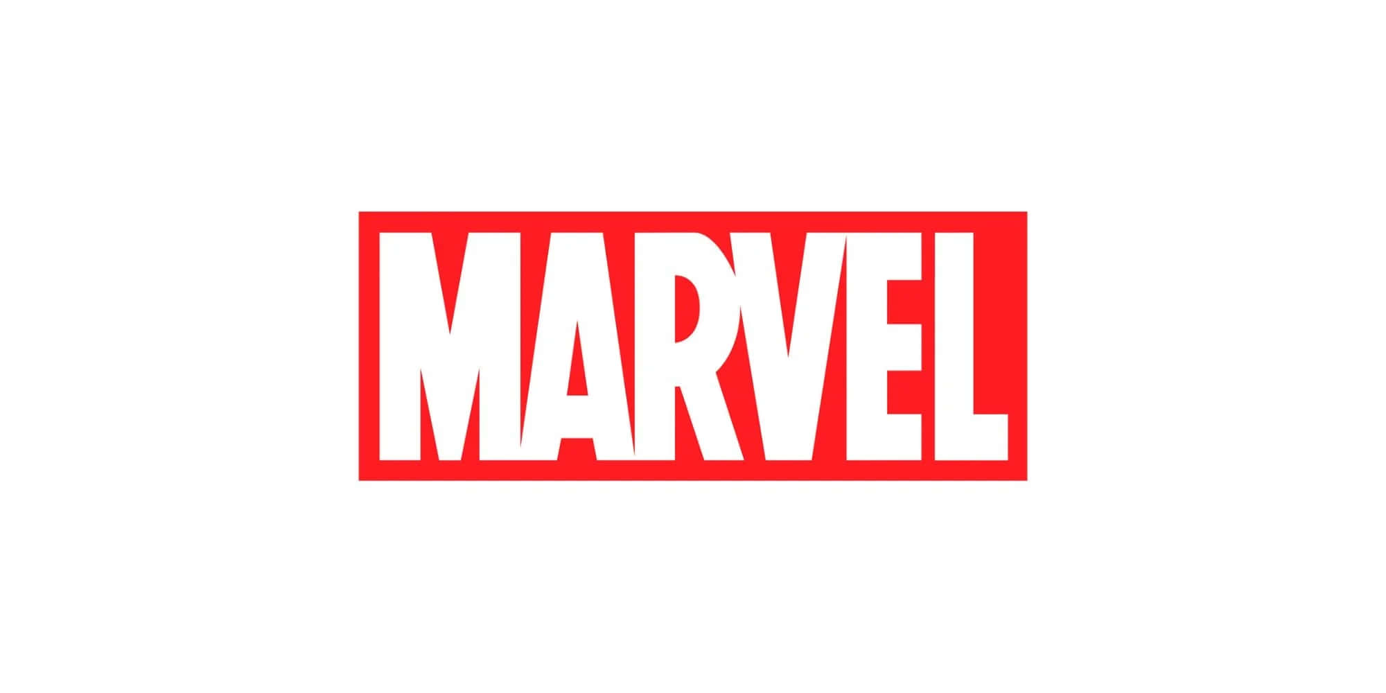 Twitter Header 桌布 壁紙 — 大膽的紅色和白色Marvel標誌居中在純白色背景上。