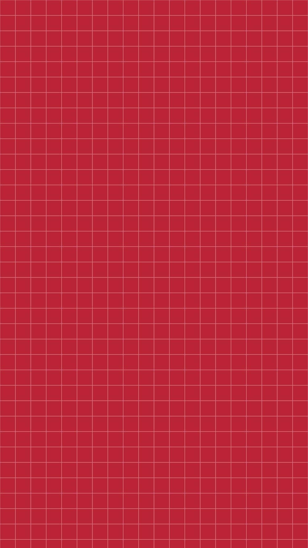 Pastel Red Aesthetic 桌布 壁紙 — 大膽的紅色背景搭配微妙的白色網格圖案，營造出乾淨的幾何牆紙。