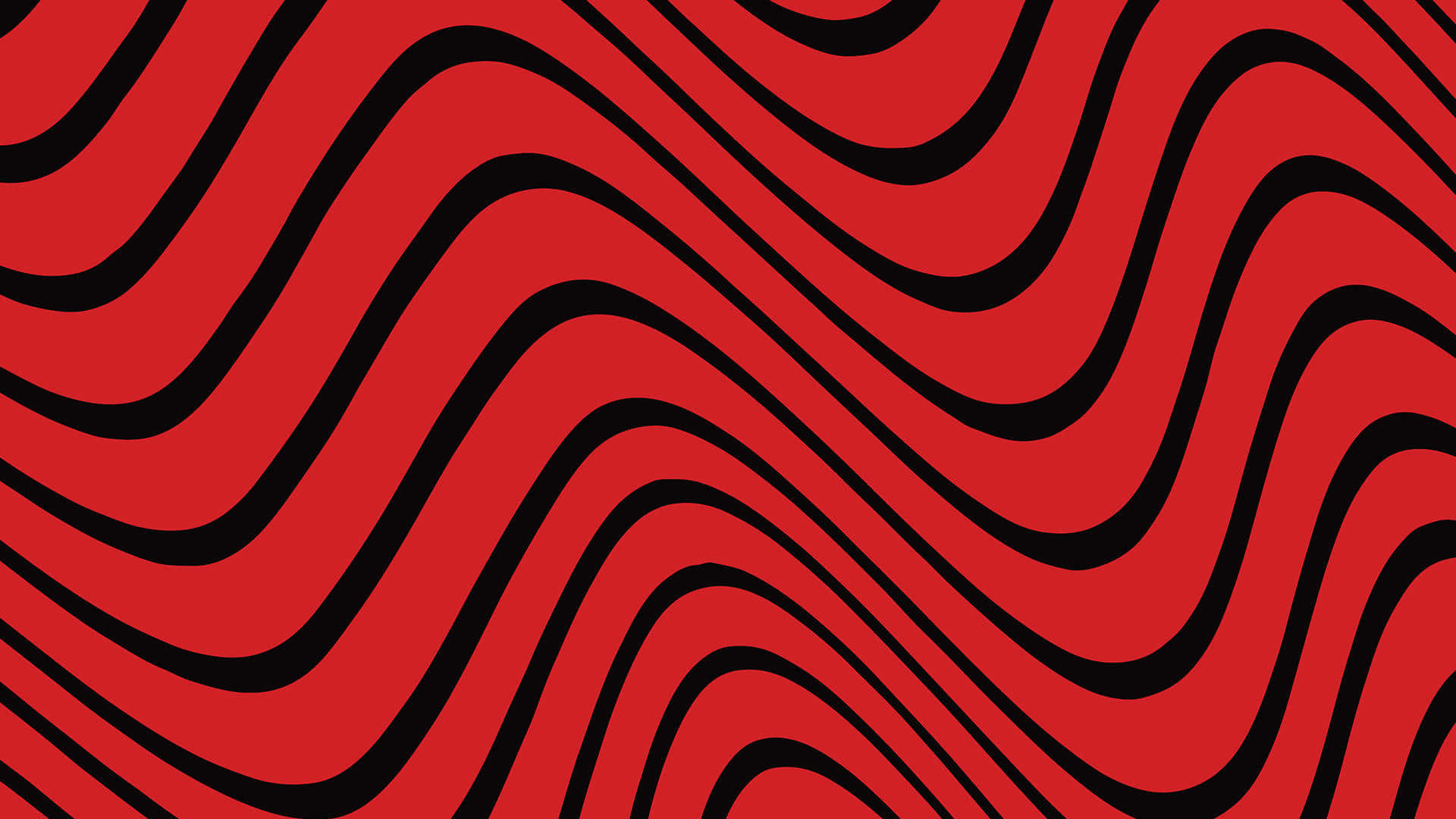 PewDiePie 桌布 壁紙 — 大膽的紅色背景搭配流動的黑色波浪線，營造出動態的錯視圖案。