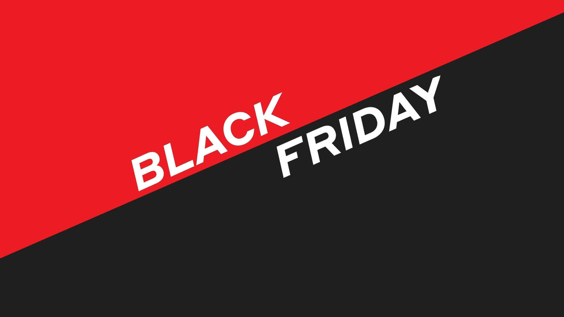 Friday 桌布 壁紙 — 大膽的紅黑斜角分割，搭配現代無襯線字體的白色「BLACK FRIDAY」文字。