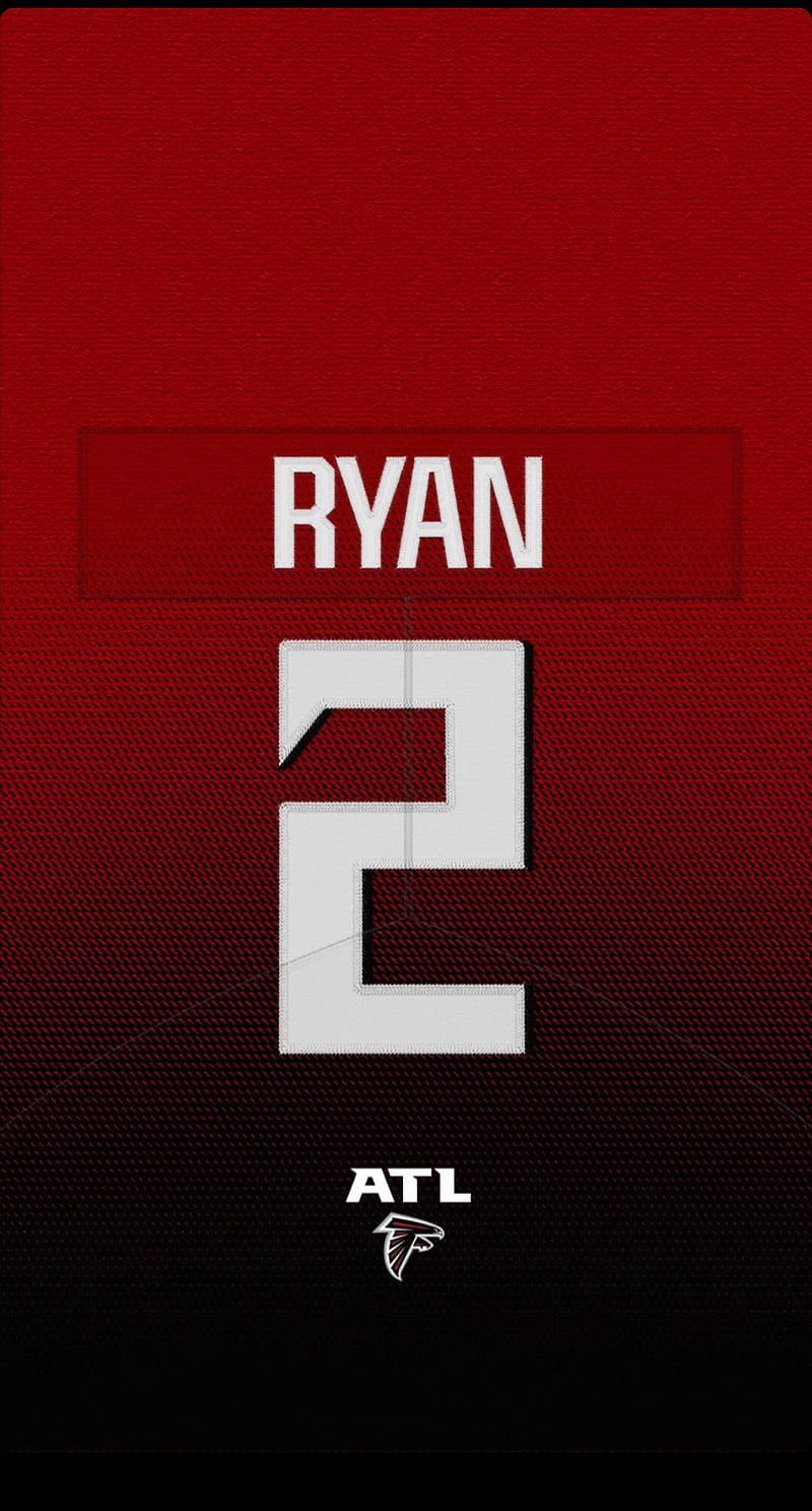 Matt Ryan 桌布 壁紙 — 大膽的紅黑牆紙，上面有白色字體的Ryan名字和數字2，以及亞特蘭大獵鷹隊標誌。