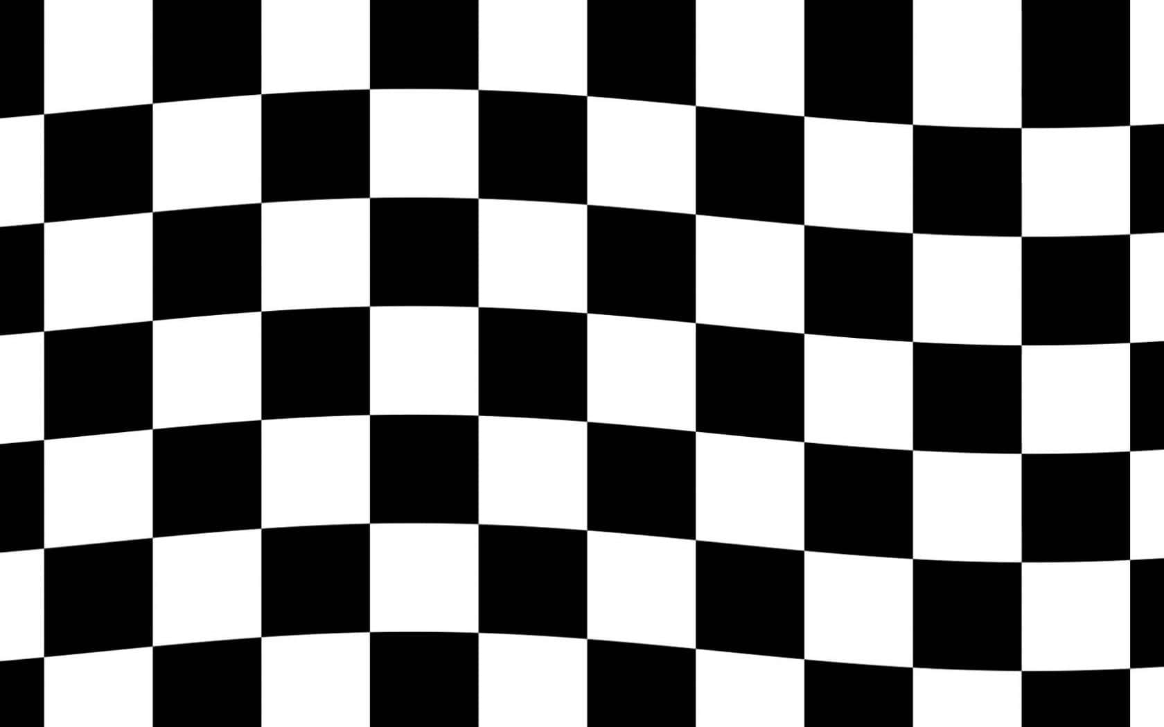 Checkered Flag 桌布 壁紙 — 大膽的黑白格仔圖案，帶有波浪狀扭曲，營造出動態的錯視效果。