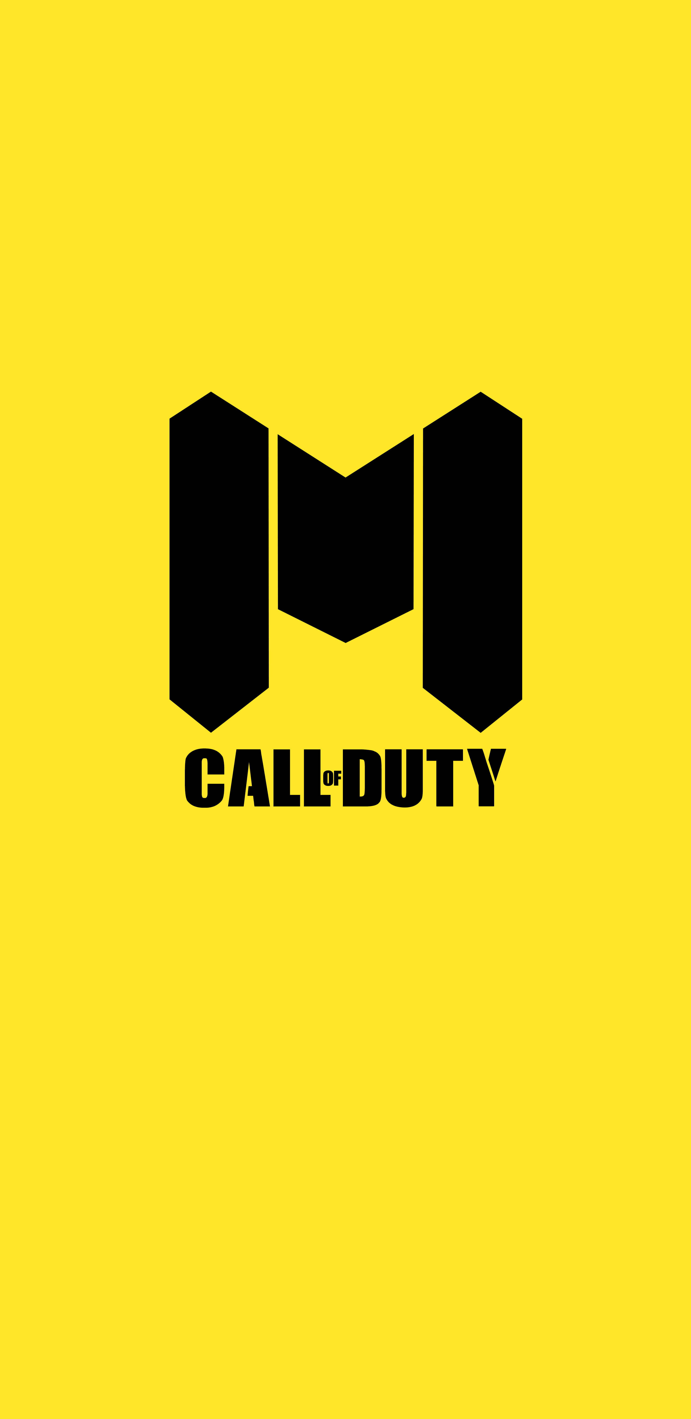 call of duty mobile logo 桌布 壁紙 — 大膽的黑色Call of Duty標誌居中於鮮黃色背景上。