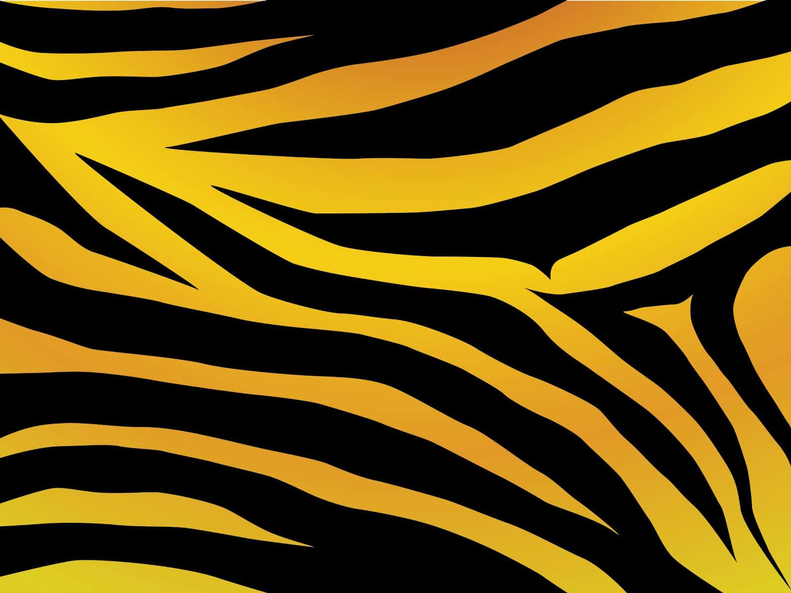 Animal Print 桌布 壁紙 — 大膽的黑色和金色黃色老虎條紋圖案以風格化的向量設計動態地流過畫面。