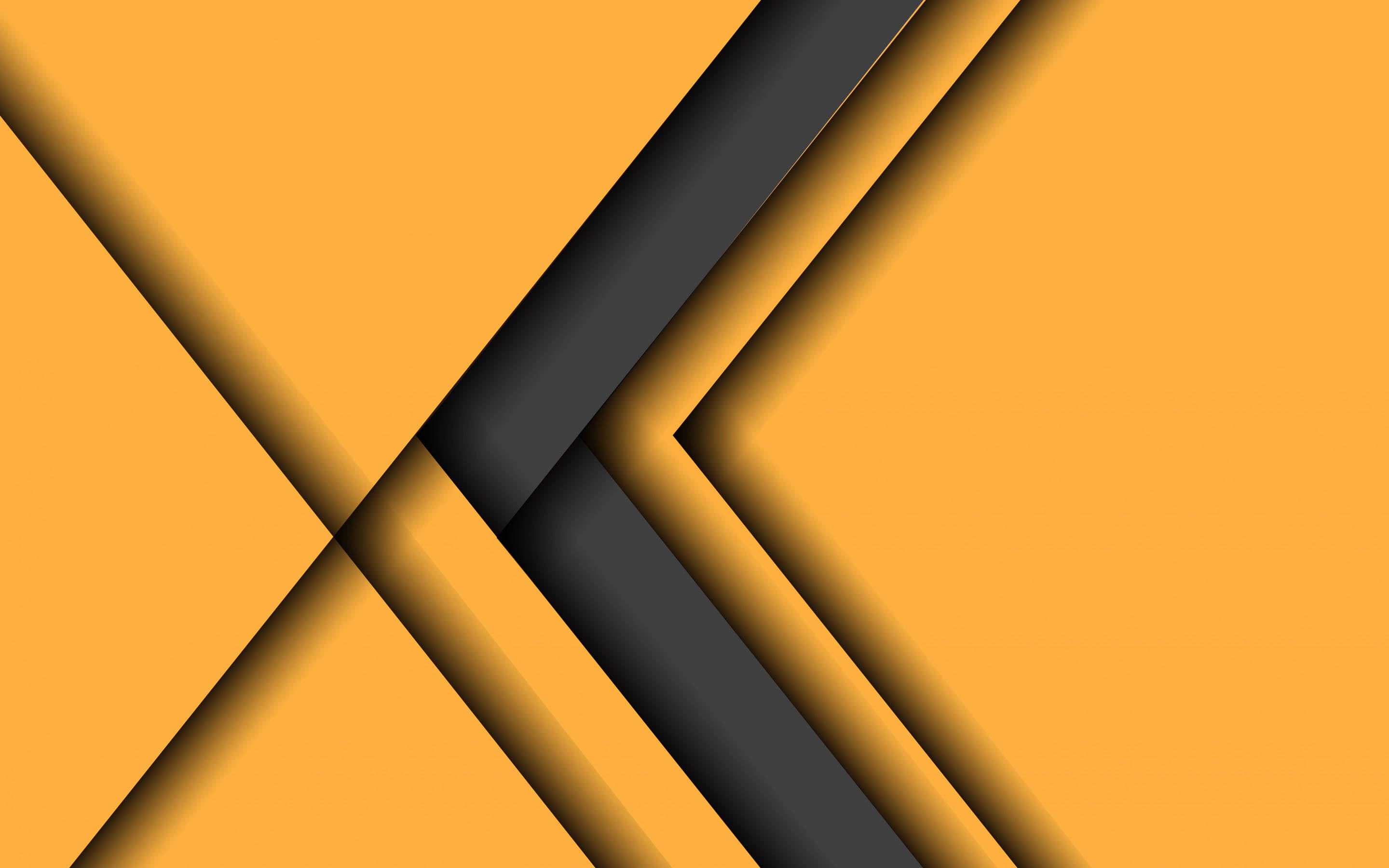 Shapes 桌布 壁紙 — 大膽的黑色對角線條在充滿活力的橙色背景上交匯，形成動態的幾何圖案。