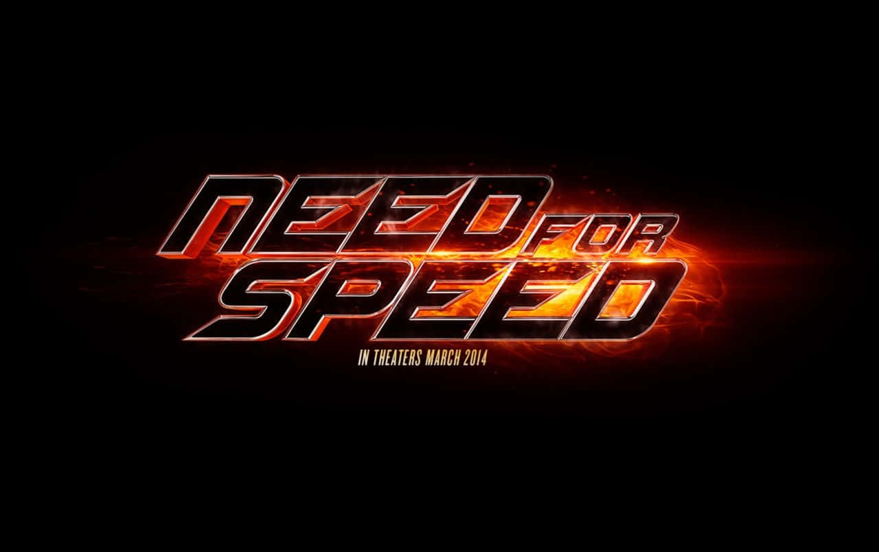 在黑色背景上發光的火熱電影標題「Need for Speed」。