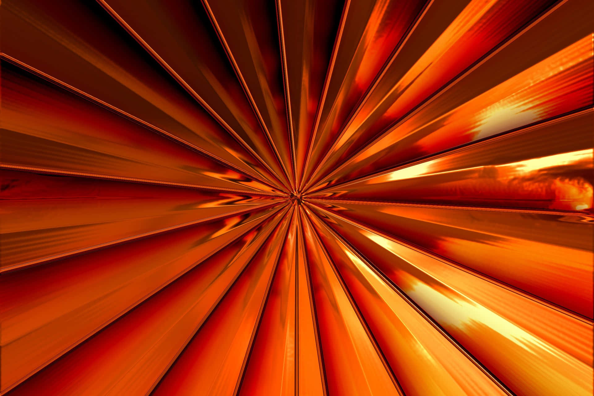 放射狀的橙色和紅色條紋創造出隧道般的抽象數位藝術作品。