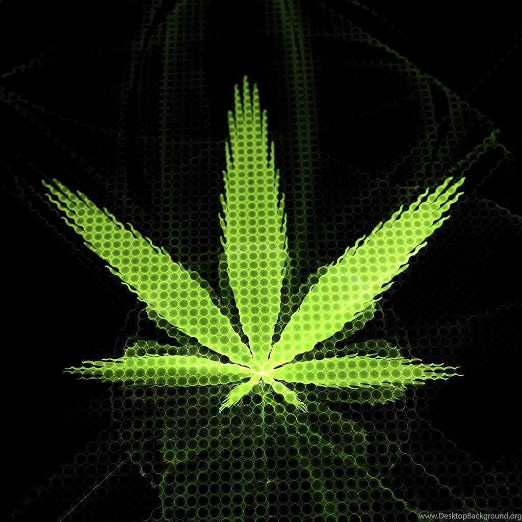 黑色背景上帶有六邊形圖案的螢光綠色大麻葉
