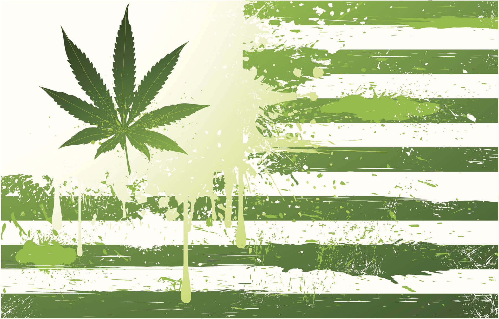 大麻葉在垃圾搖滾風格的美國國旗上滴下綠色油漆。