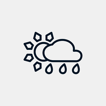 天氣圖示：太陽、雲、雨