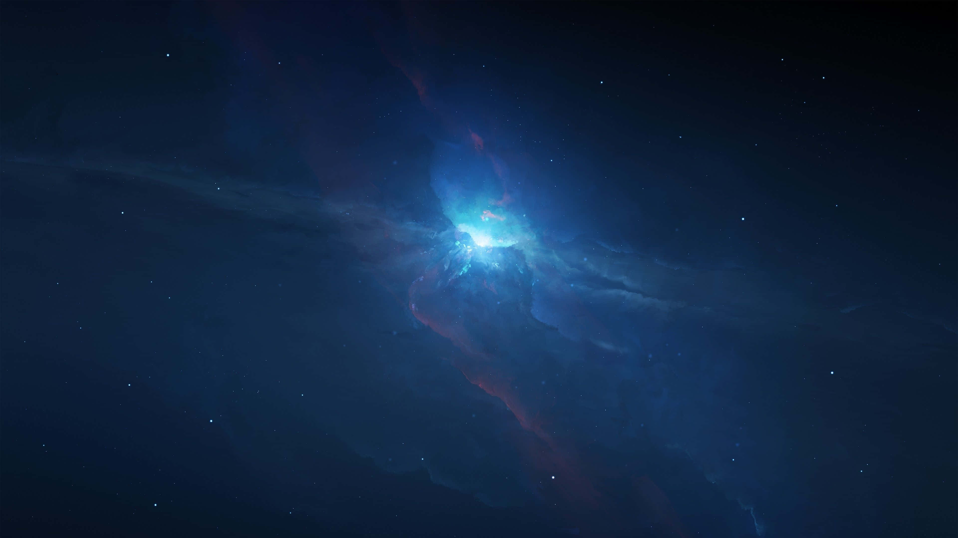 天空中一顆藍色星星，配藍色背景 壁紙