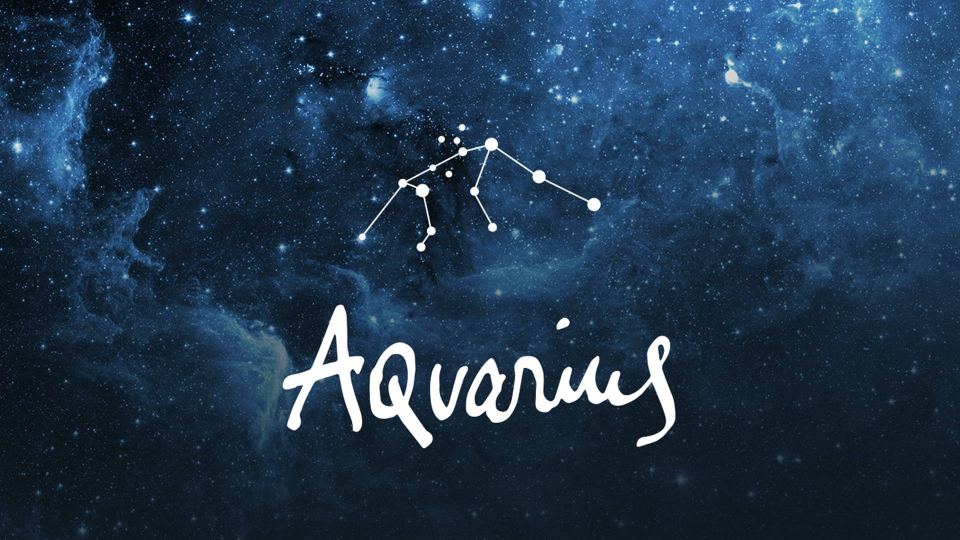 深藍色星空和宇宙雲中的水瓶座