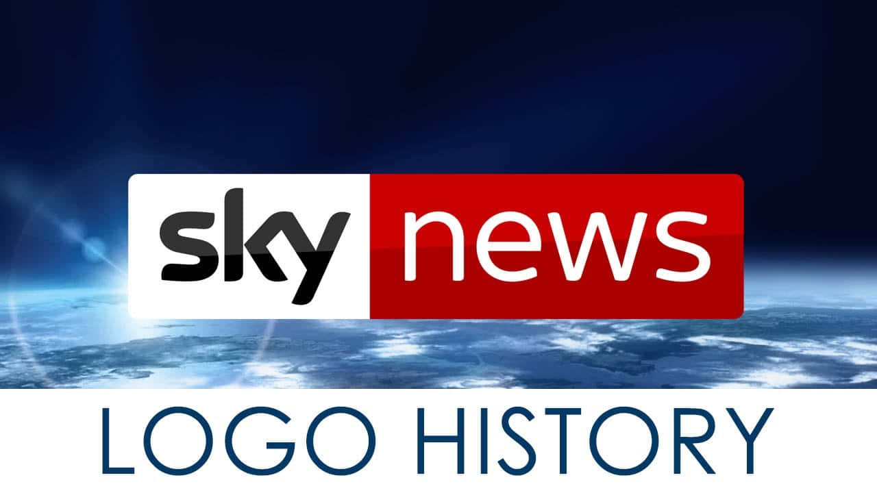 Sky News 標誌位於從太空看到的地球上方，下方有「Logo History」文字。