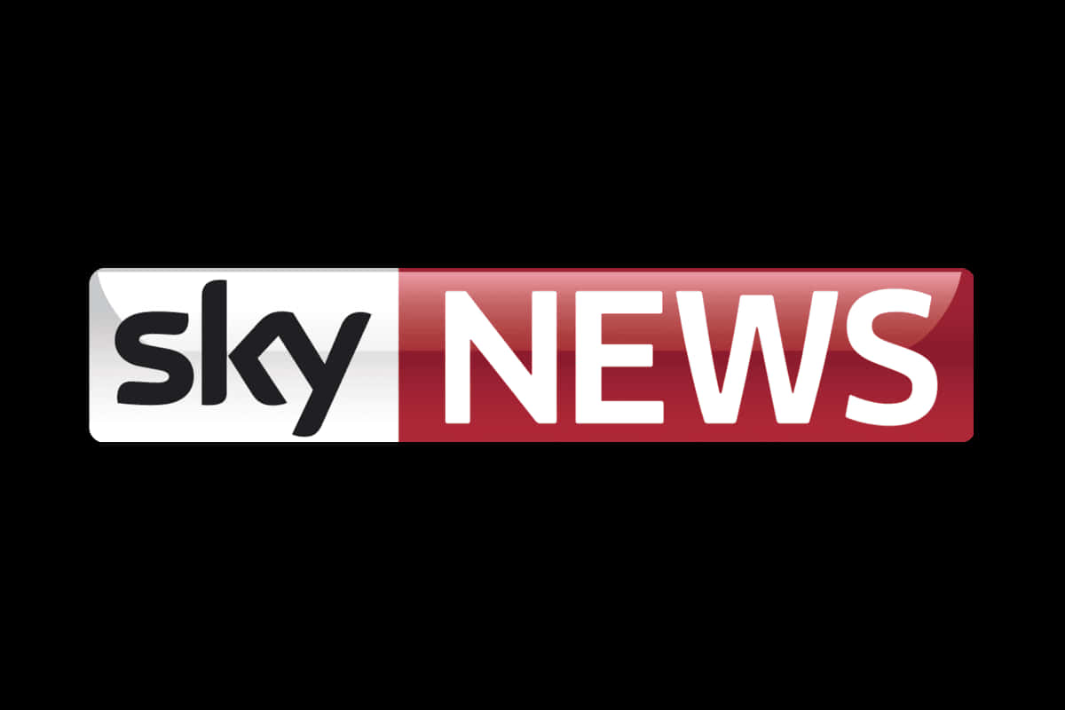 Sky News 標誌，黑色背景上帶有黑色、白色和紅色文字