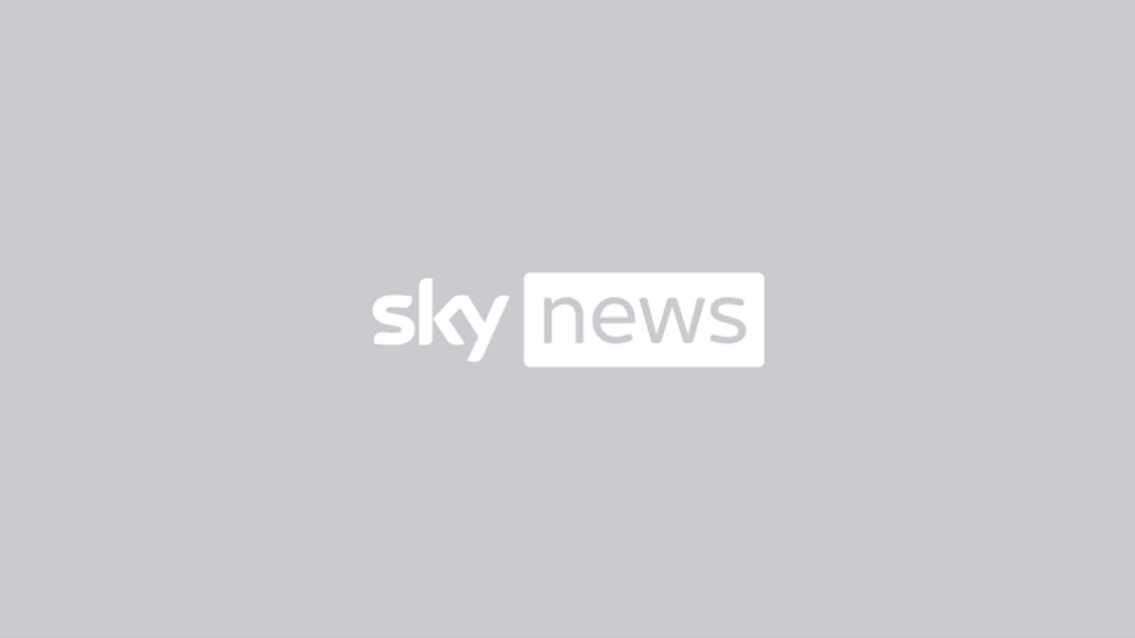 灰色背景上的白色Sky News標誌