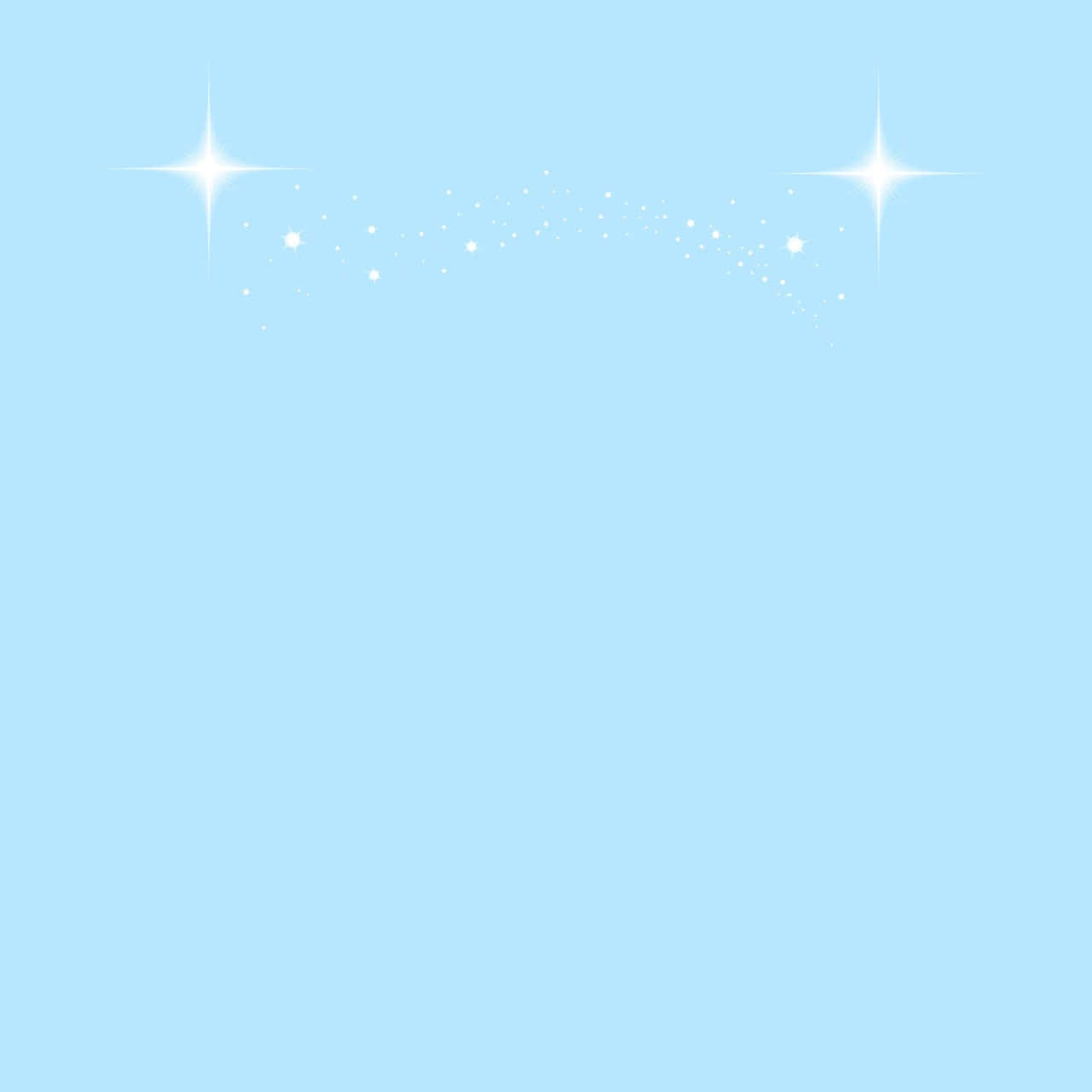 天空藍背景，星跡閃耀 壁紙 — 柔和的淺藍色背景，帶有兩個明亮的星爆和一條閃爍的軌跡連接它們。