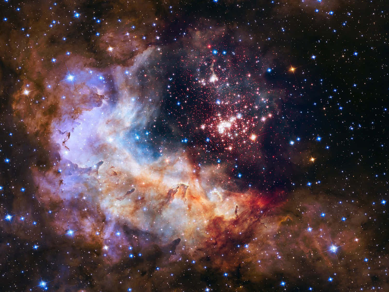 深空中充滿星星的彩色星雲