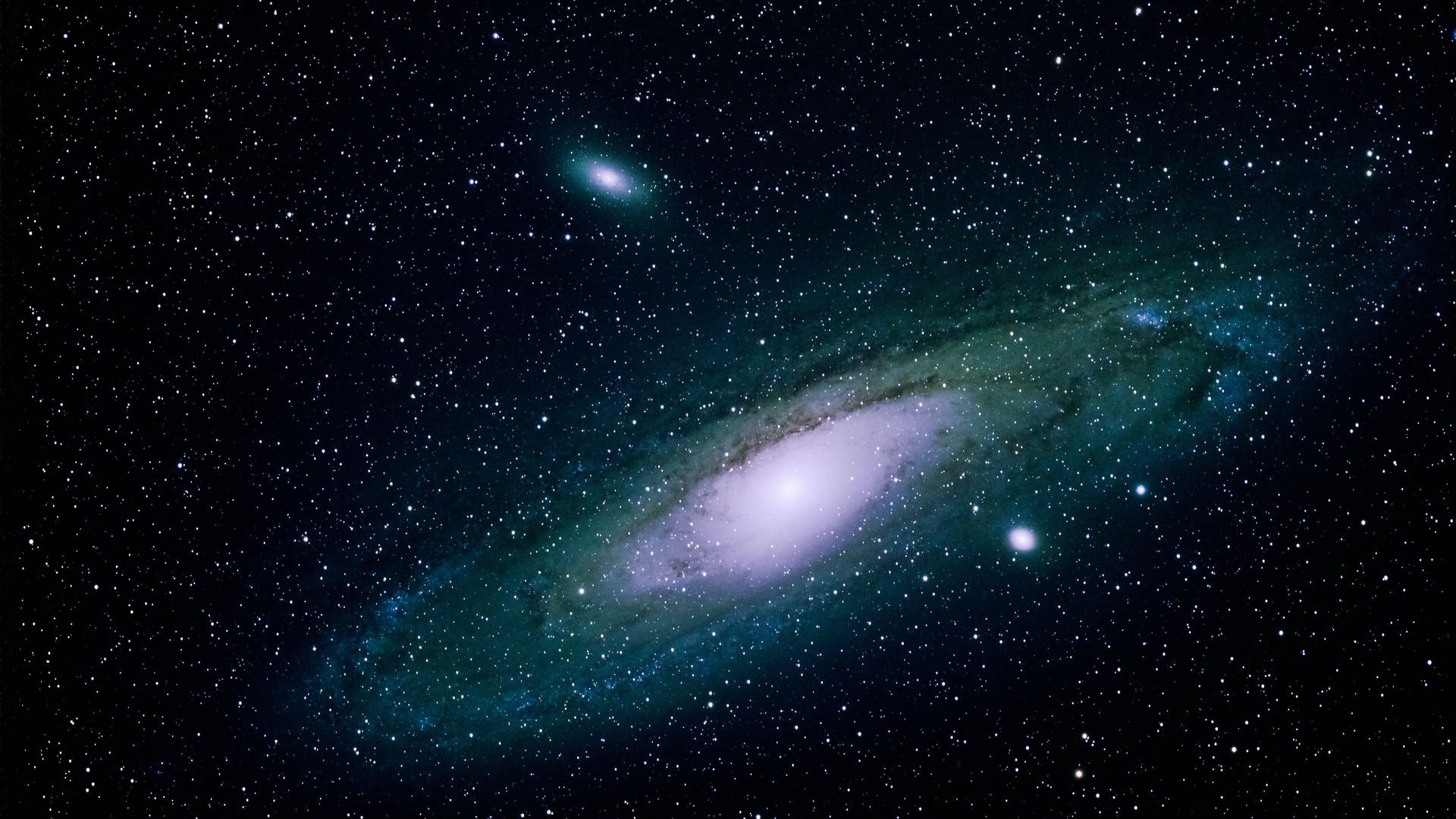 一個帶有藍色旋臂和明亮核心的螺旋星系，被星星環繞