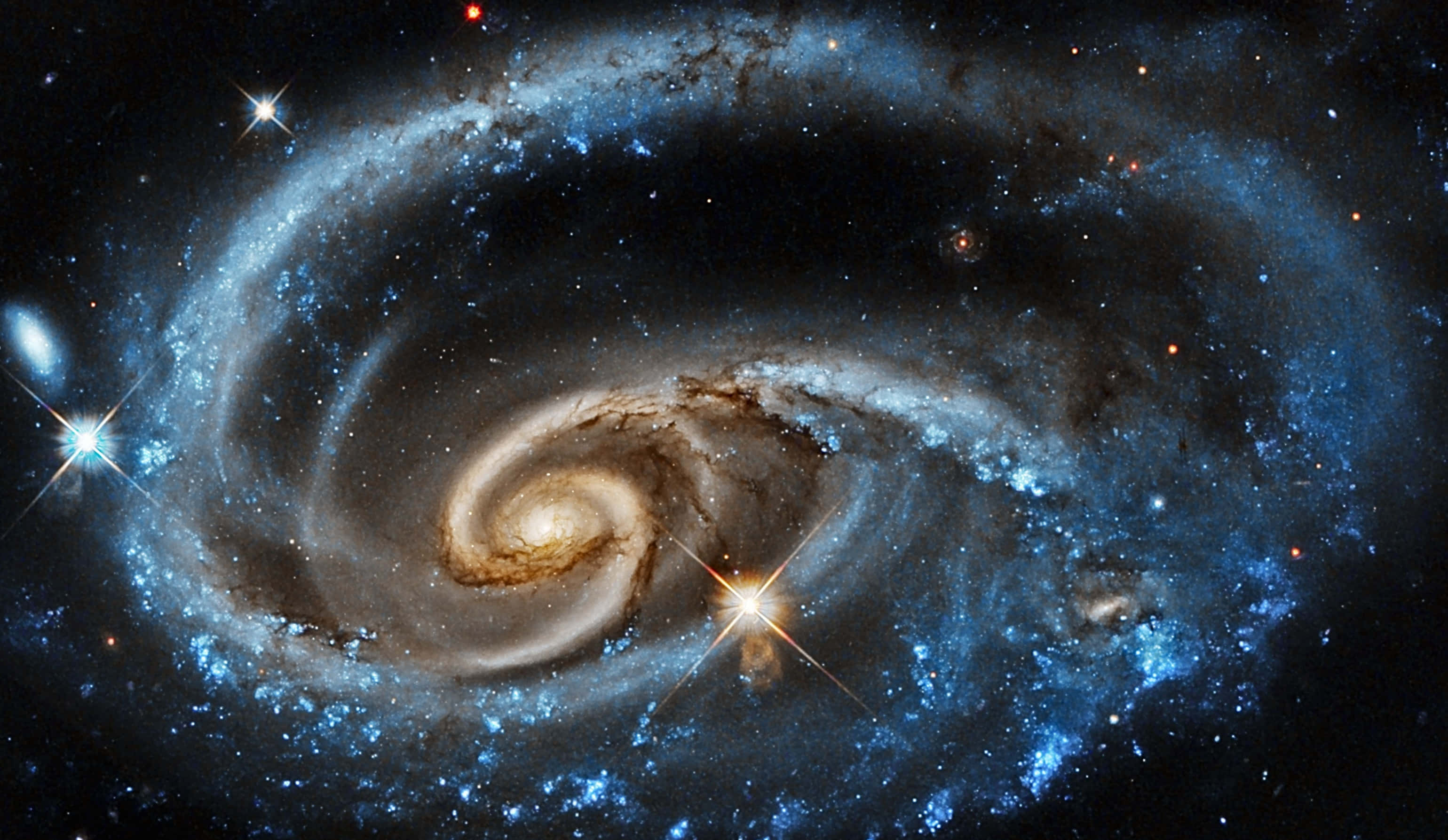 太空中的螺旋星系與繁星 壁紙