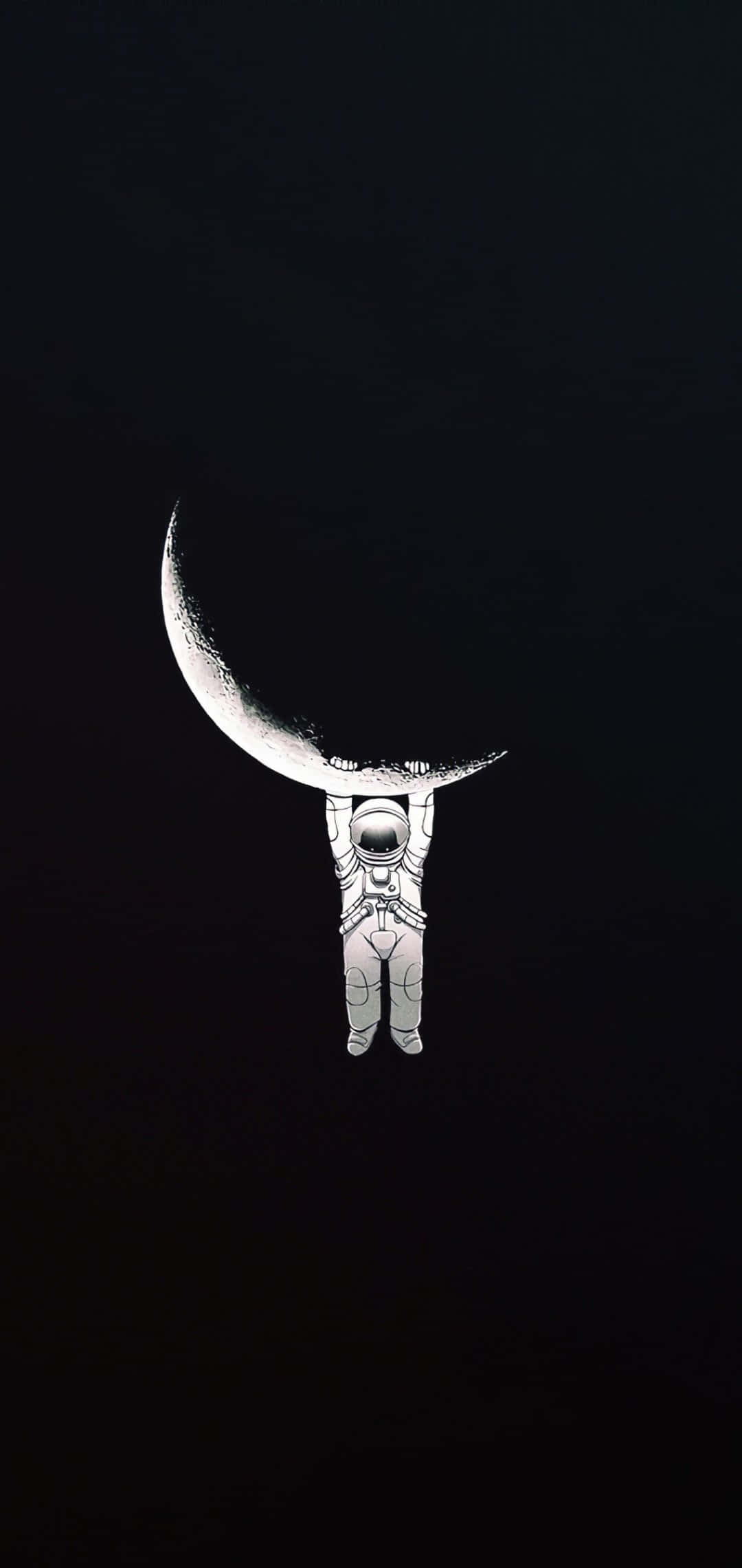 太空人手中捧着月球 壁紙