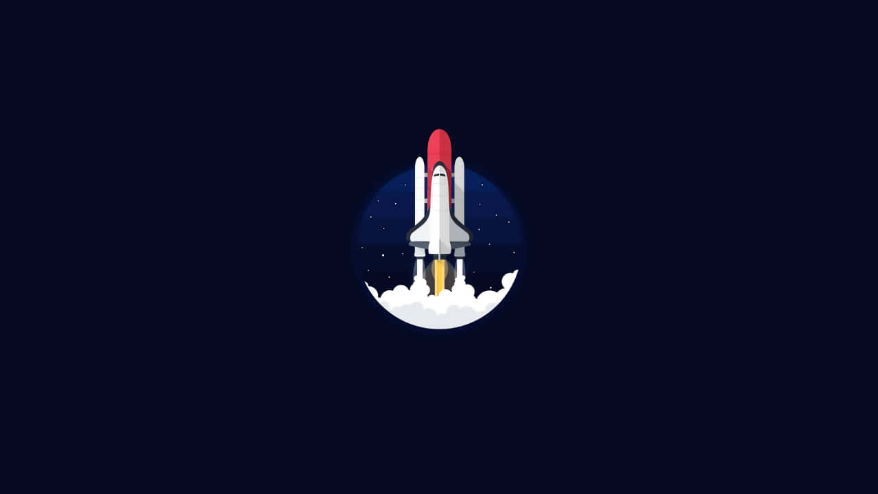 太空穿梭機從月球發射，背景是繁星點點的夜空