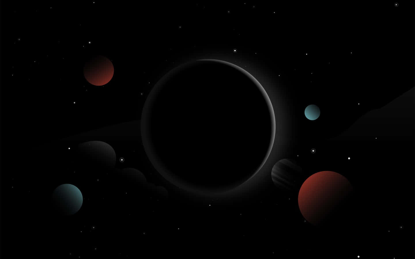 黑暗行星在繁星太空中帶有發光球體