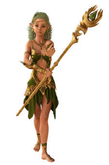 奇幻精靈女巫手持法杖 壁紙