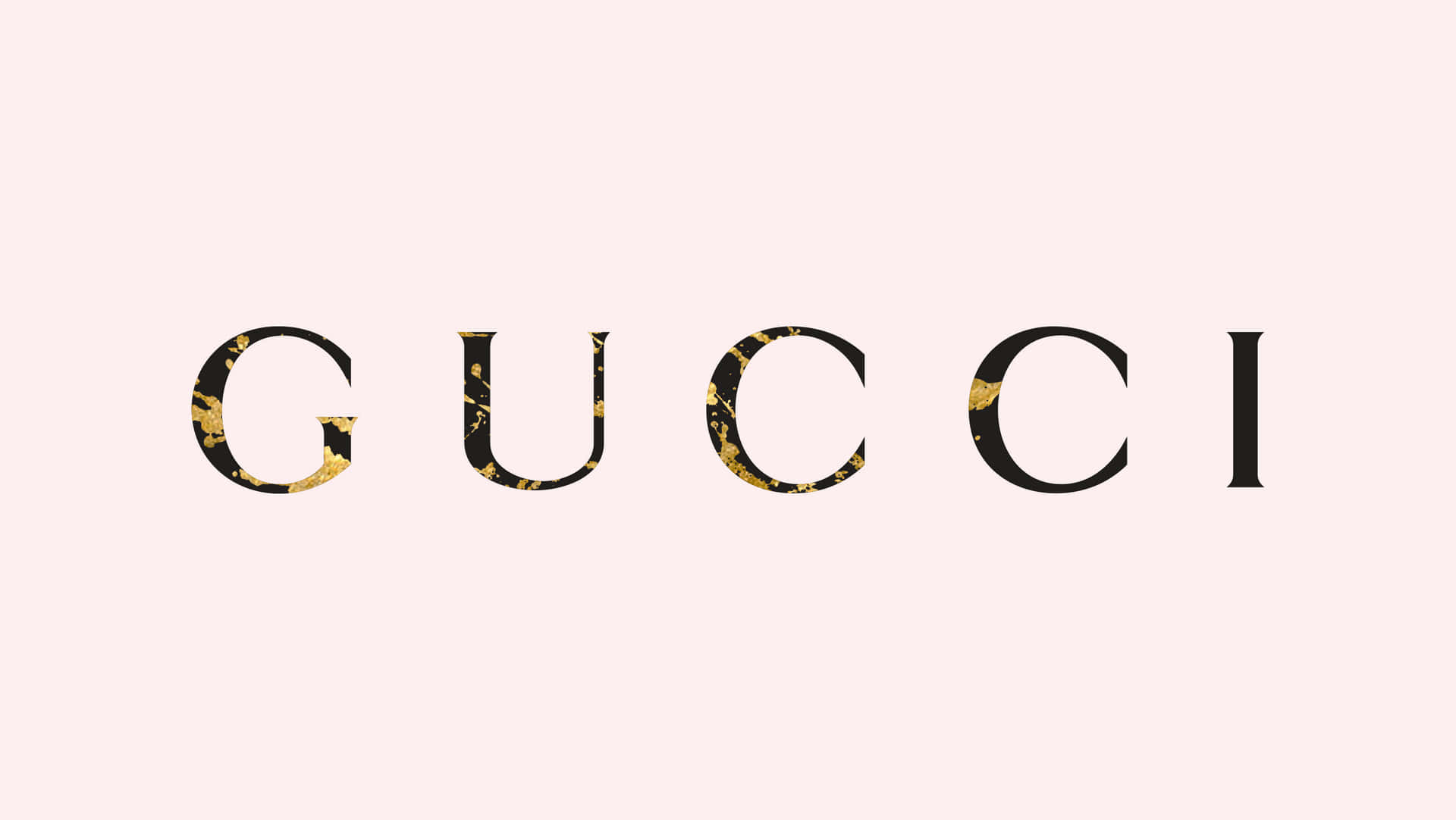 粉紅色背景上帶有金箔質感的Gucci標誌