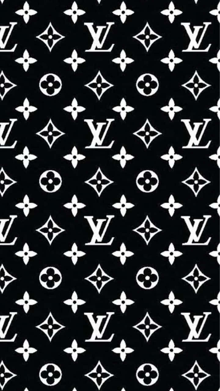 黑白 Louis Vuitton 字母組合圖案壁紙