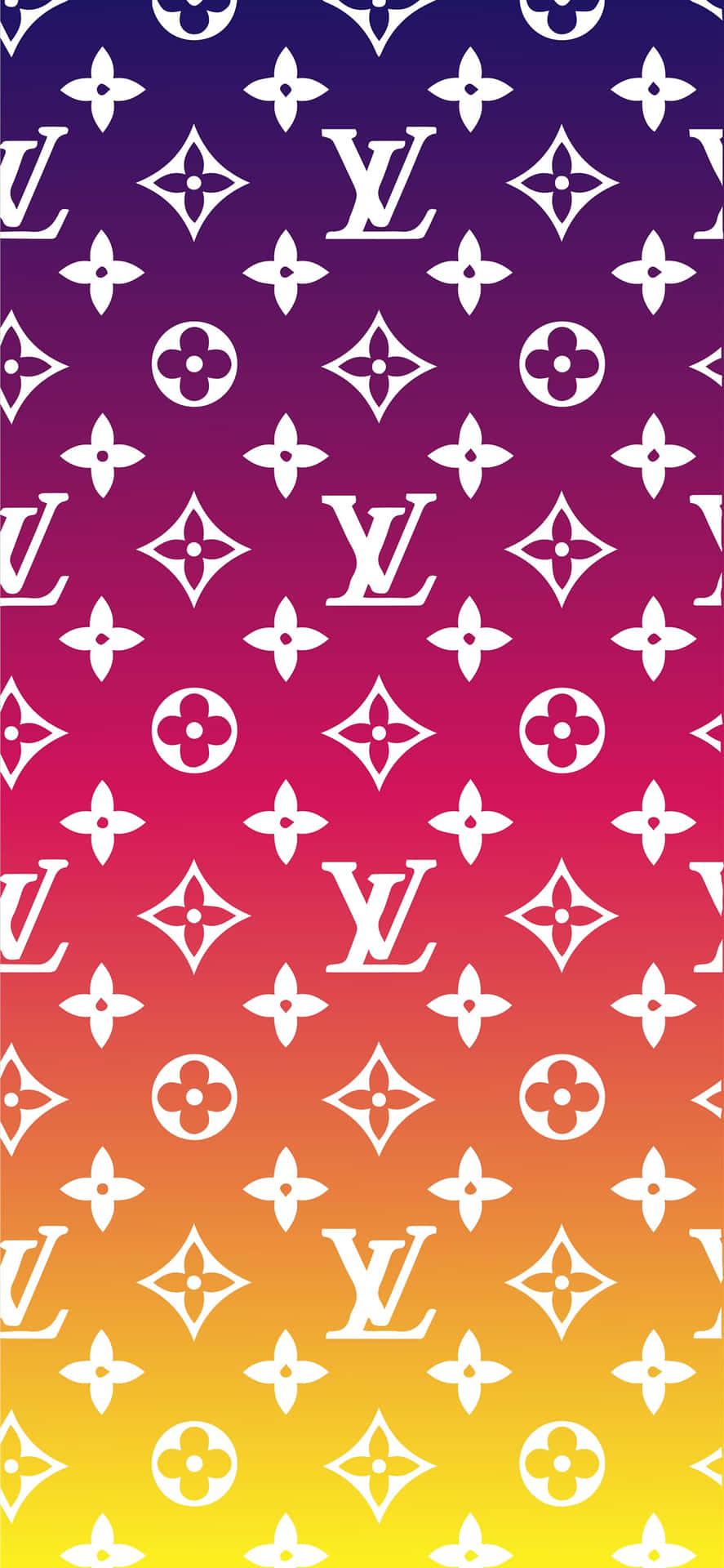 充滿活力的漸變牆紙，重複 Louis Vuitton 字母圖案。