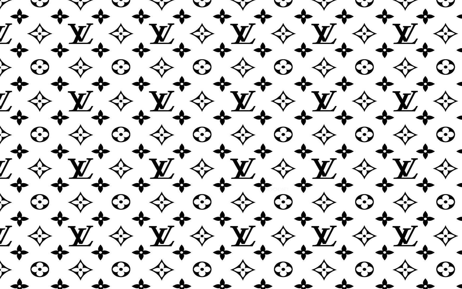 黑白Louis Vuitton字母組合圖案壁紙