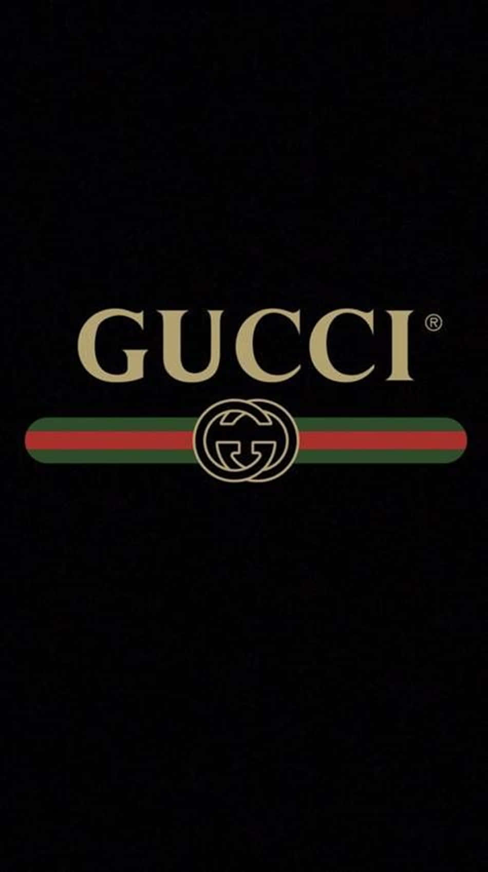 黑色背景上嘅Gucci標誌，有紅色綠色條紋