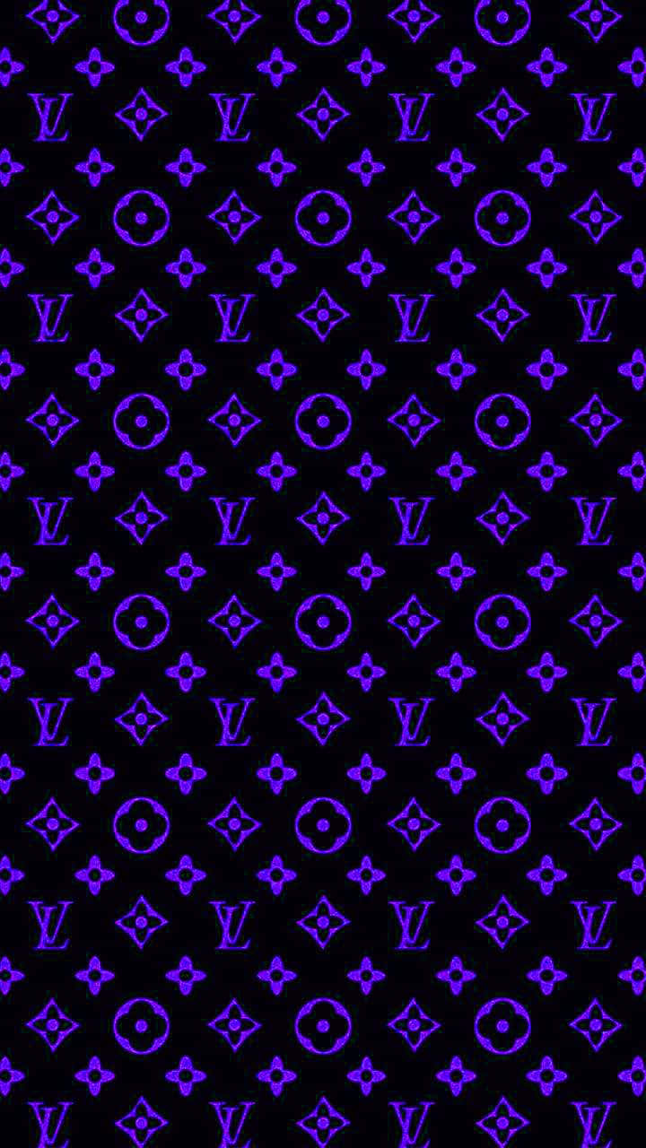 紫色 Louis Vuitton 字母圖案黑色背景壁紙