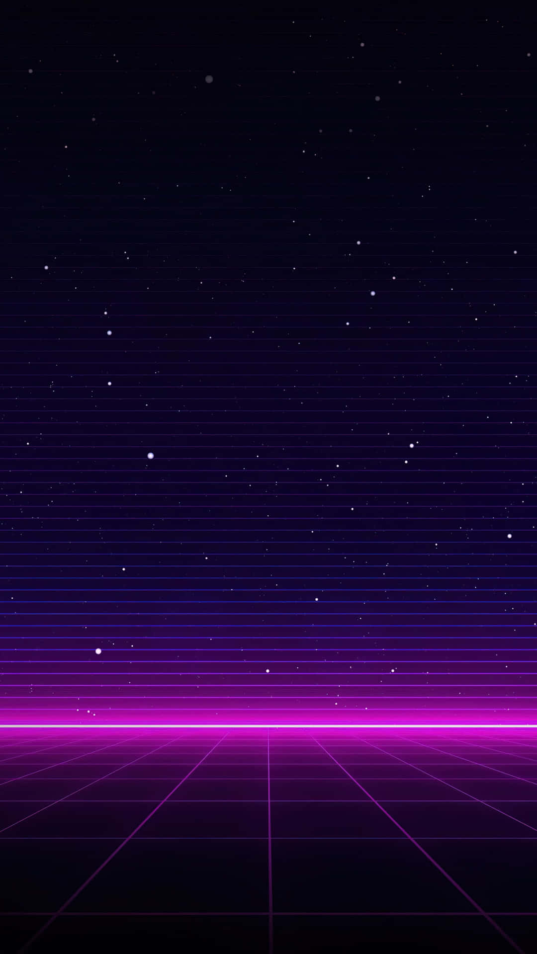 星空下的霓虹紫色網格地板與數位光線