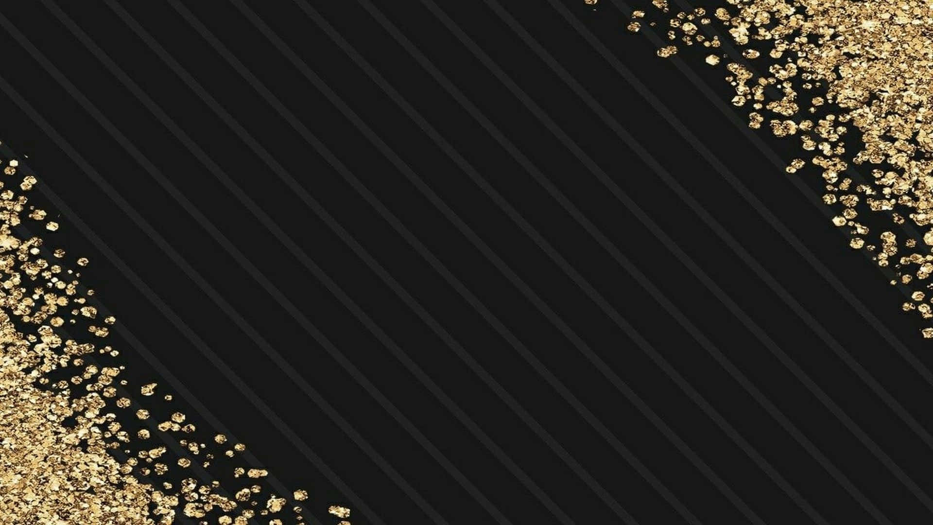 奢華黑金桌面搭配簡約表面 壁紙 — 黑色斜紋與角落閃爍的金色閃粉形成對比，營造出奢華的抽象背景。