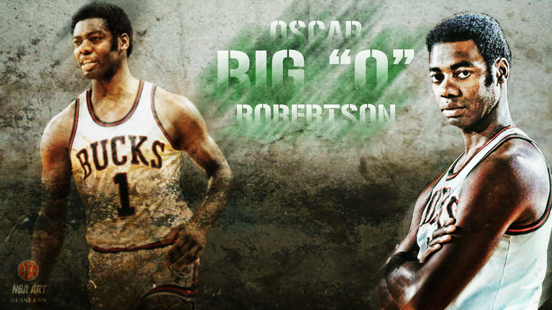 復古NBA球員肖像，以粗體文字向Oscar Robertson致敬