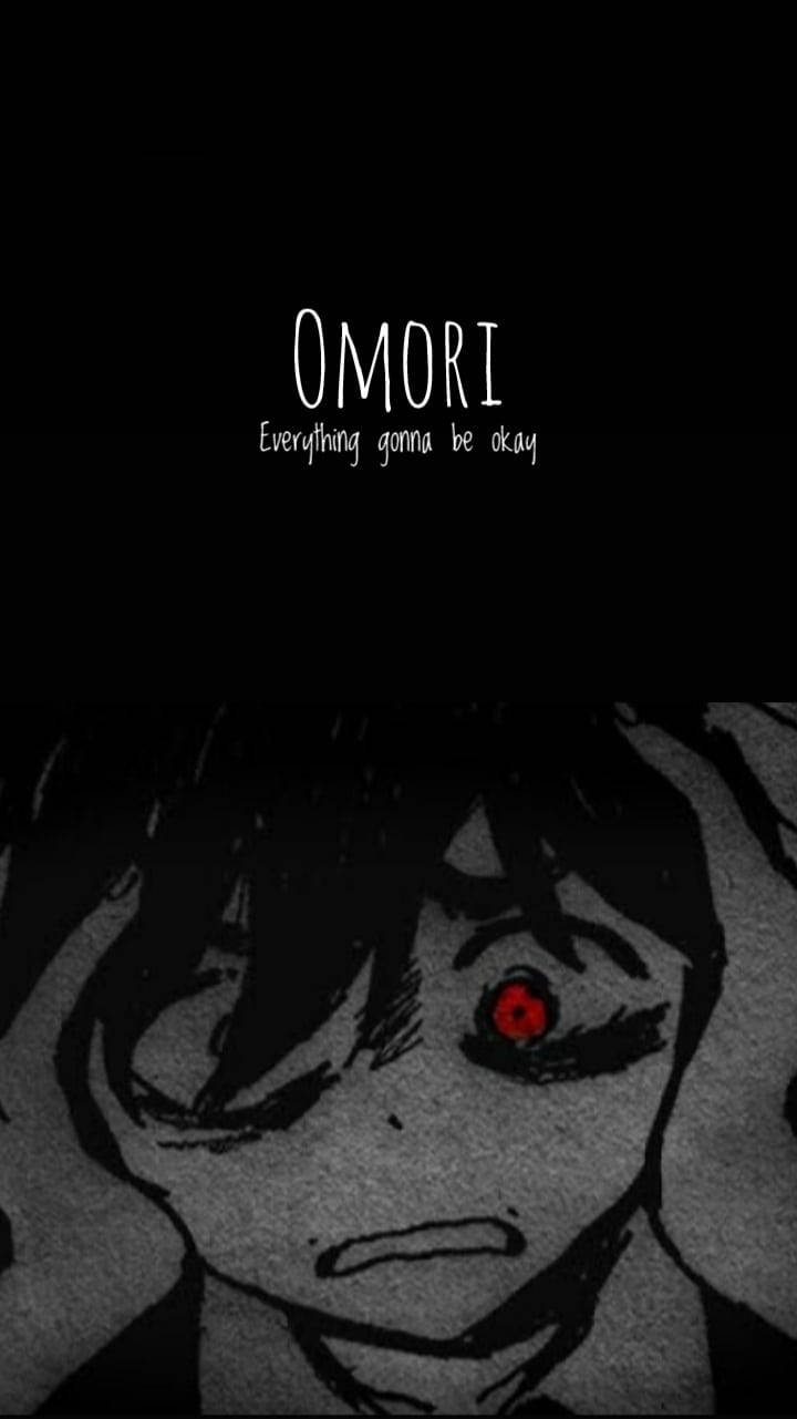 動漫角色，有一隻紅色眼睛和文字OMORI Everything gonna be okay