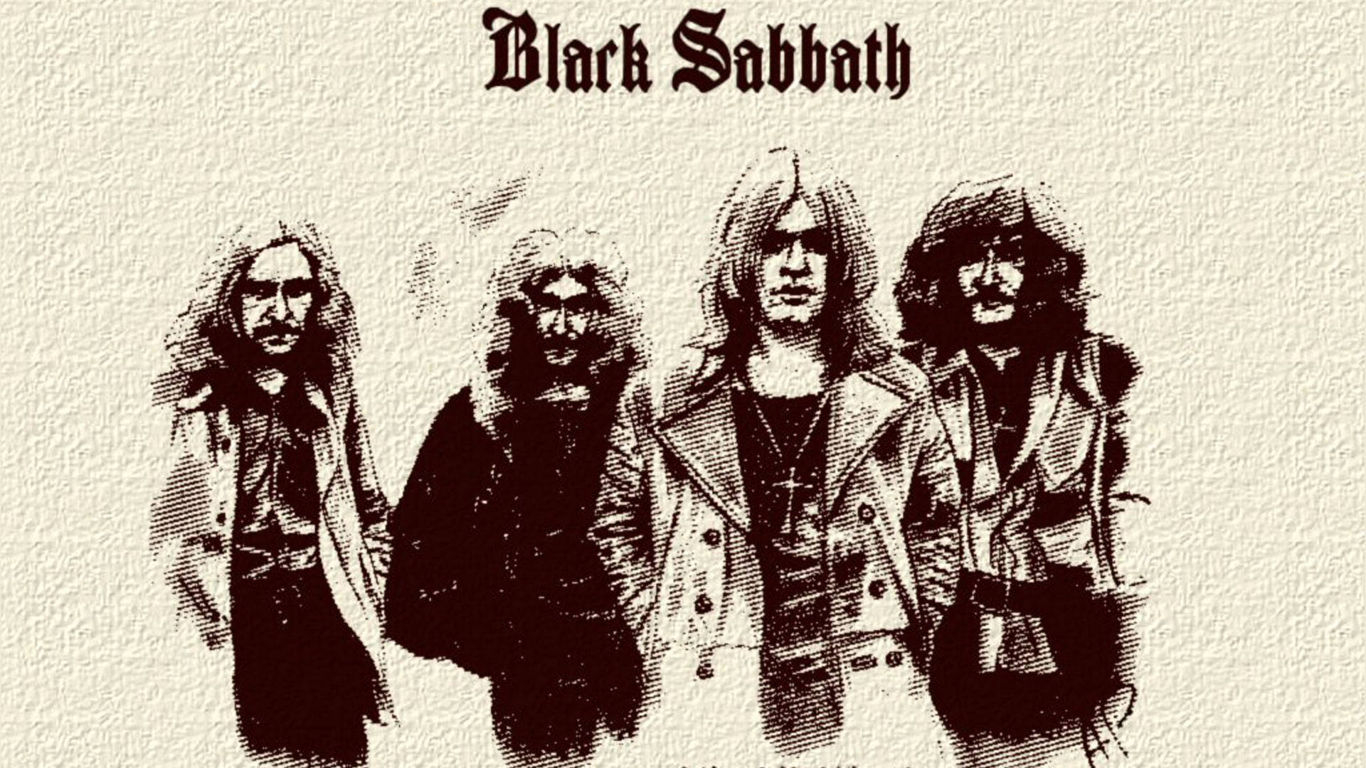 復古半色調插圖中的Black Sabbath樂隊成員。