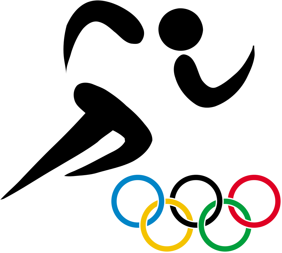 奧運會圖標與五環 壁紙 — 五個相互扣連的奧運環，顏色為藍、黃、黑、綠、紅，在純黑色背景上突出顯示。