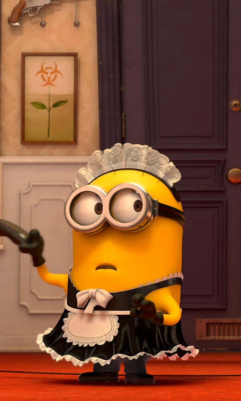 黃色Minion穿女僕裝持槍