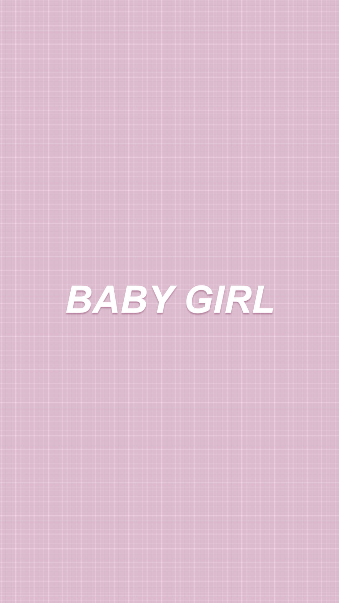 粉紅色格仔牆紙，白色文字寫著 baby girl