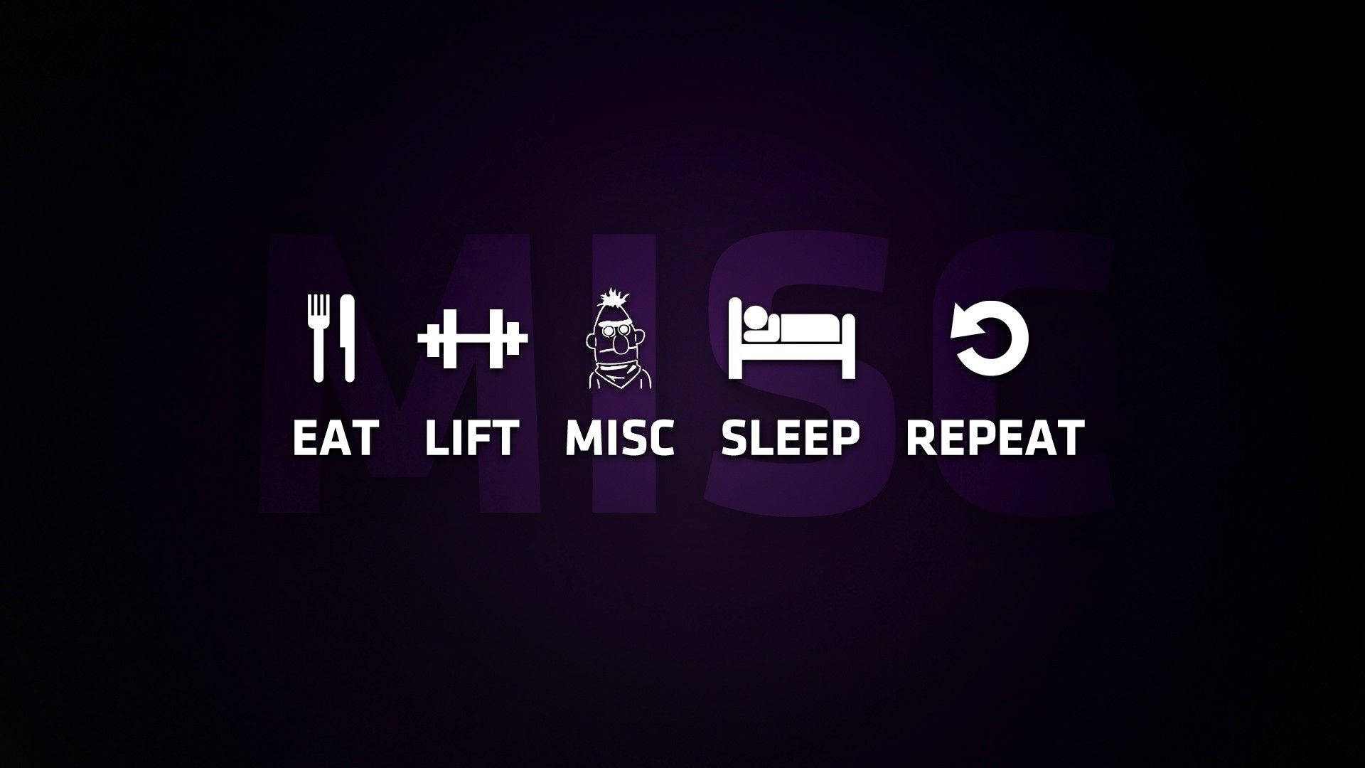顯示日常習慣圖標的極簡圖形：eat lift misc sleep repeat。