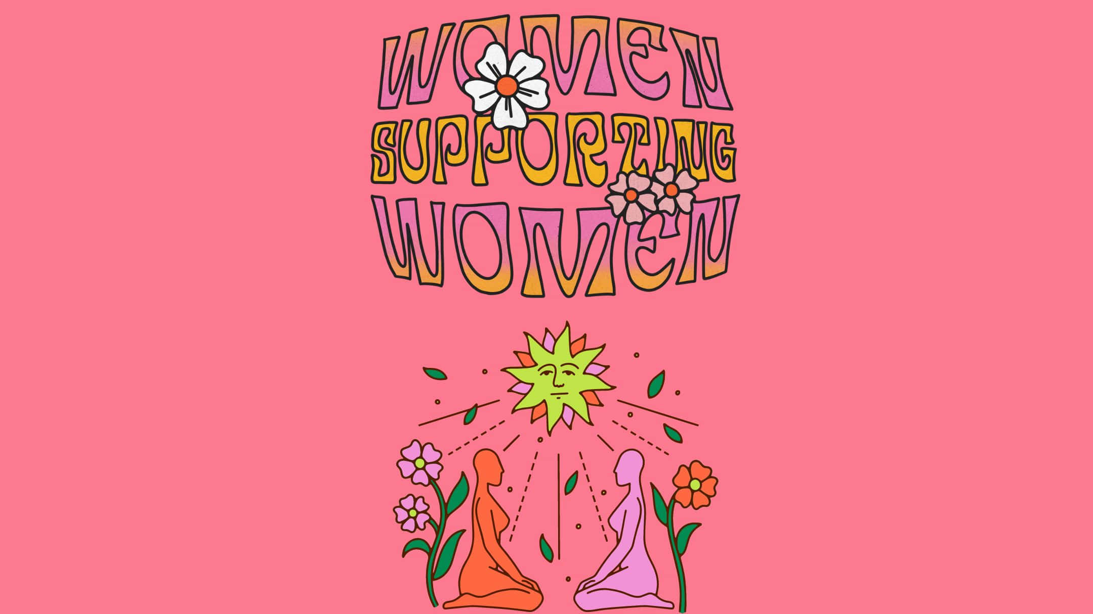 女性支援女性 - 粉紅背景與花朵 壁紙