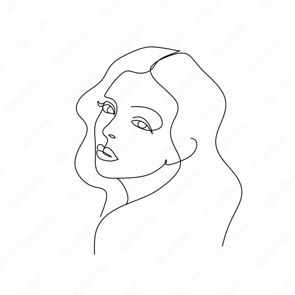 極簡線條藝術的女性側面肖像。