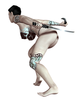 女戰士部落紋身武士刀 壁紙