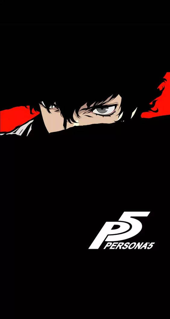 動漫角色露出一隻眼睛，從黑暗中窺視，帶有 Persona 5 標誌。