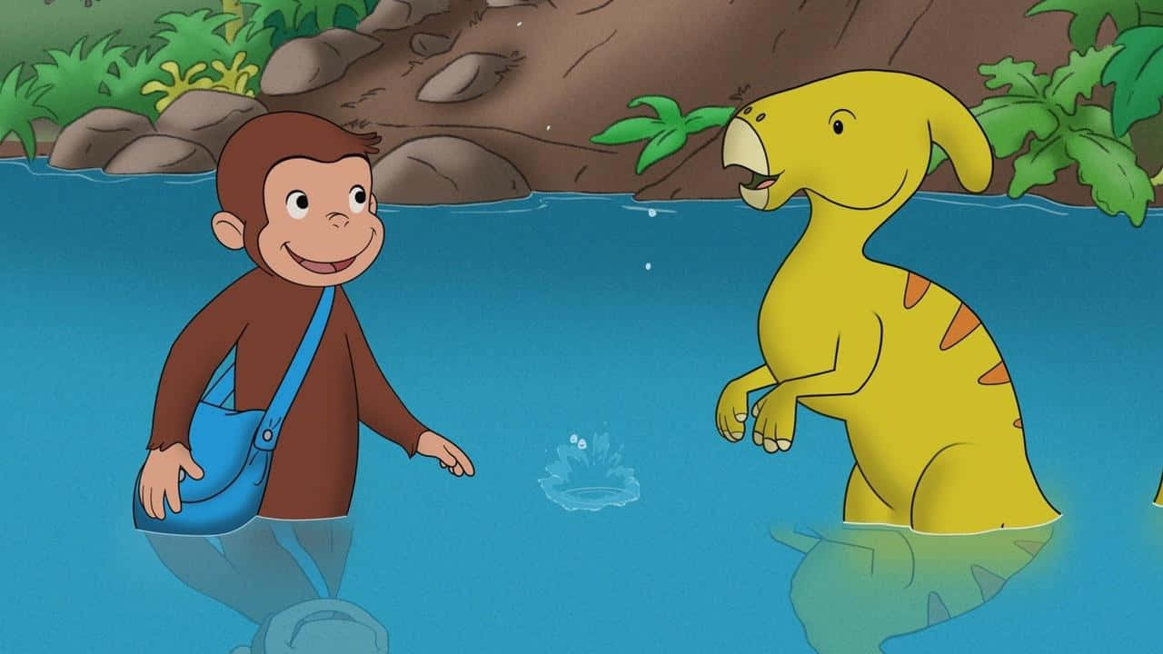 好奇喬治喺河流遇到一隻黃色恐龍