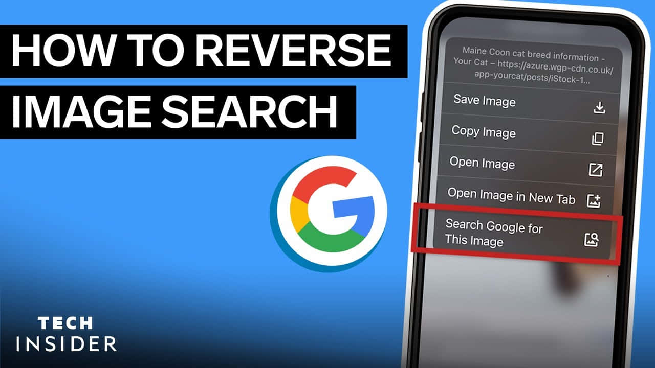 手機顯示反向圖片搜尋選項，帶有Google標誌和教學文字。