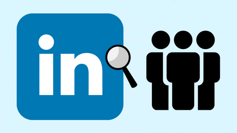 LinkedIn標誌帶有放大鏡瞄準三個人像圖標。