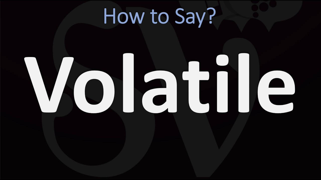 文字圖形，在深色背景上用大白色字母詢問如何說「volatile」。